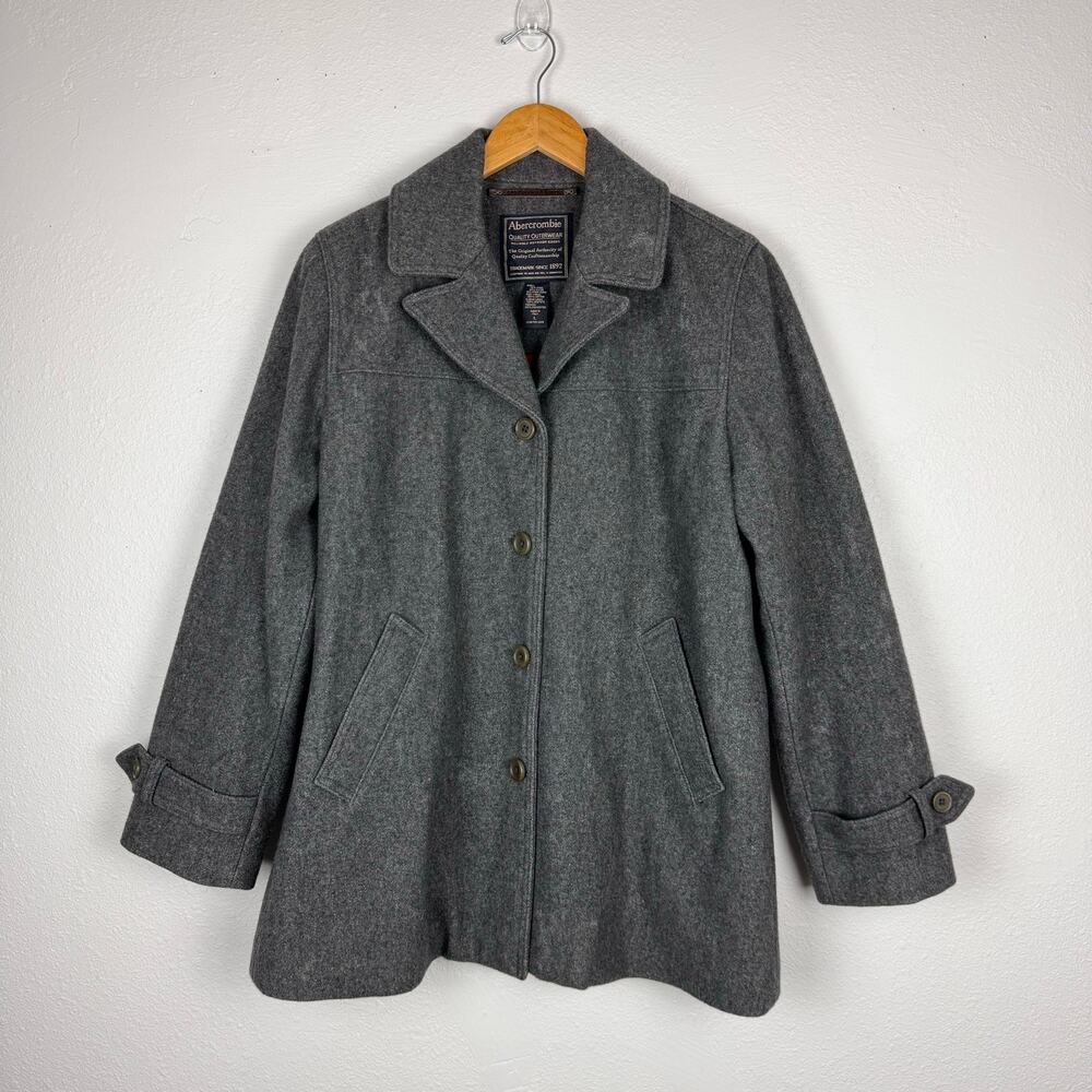 Abercrombie & Fitch Wool Blend Pea Coat Women's Large Gray